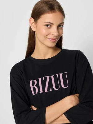 Bizuu longsleeve piżamowy bawełniany SARA kolor czarny bawełniana PIŻAMA GÓRA SARA_CZARNY_AW24