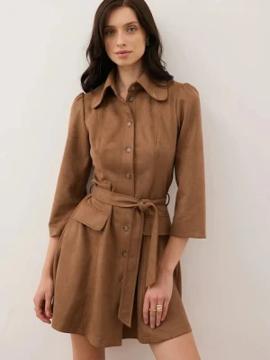 Bizuu sukienka ZORELLE kolor brązowy mini rozkloszowana ZORELLE BRĄZOWY