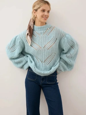 Bizuu sweter z dodatkiem wełny ROSSO damski kolor niebieski lekki z półgolfem ROSSO BŁĘKITNY