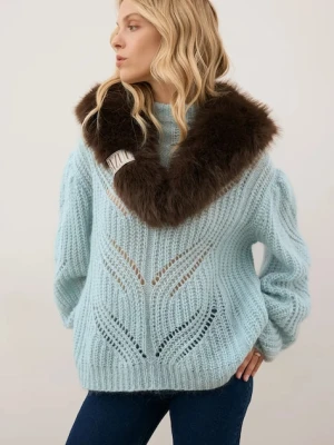 Bizuu szalik FLOOFU damski kolor brązowy gładki FLOOFU BRĄZOWY