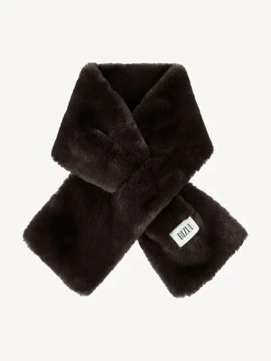 Bizuu szalik FLUFFY damski kolor brązowy gładki FLUFFY BRĄZOWY