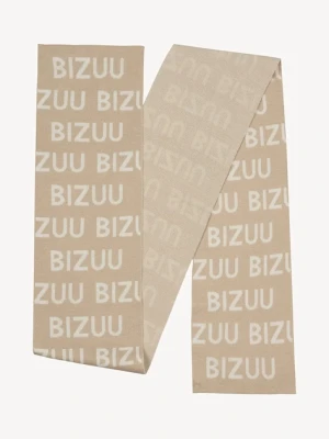 Bizuu szalik z dodatkiem wełny LOGGU damski kolor beżowy wzorzysty LOGGU BEŻOWY