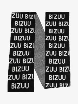 Bizuu szalik z dodatkiem wełny LOGGU damski kolor czarny wzorzysty LOGGU CZARNY