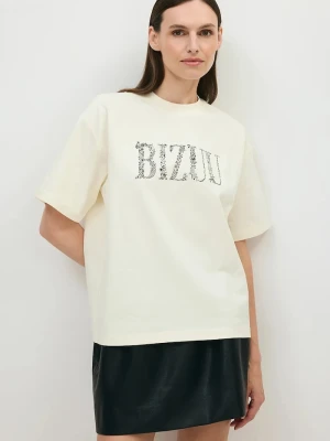BIZUU T-shirt damski bawełniany JONI beżowy