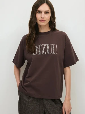 BIZUU T-shirt damski bawełniany JONI brązowy