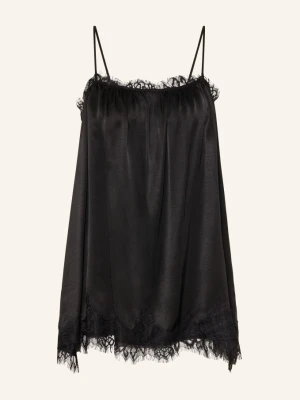 Black Palms Satynowy Top Lingy Z Koronką schwarz