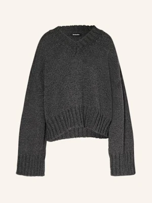 Black Palms Sweter Vee grau