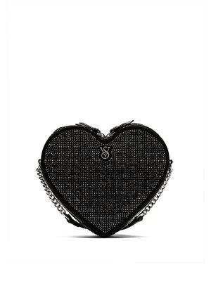 Black Rhinestone Torebka crossbody w kształcie serca Victoria's Secret