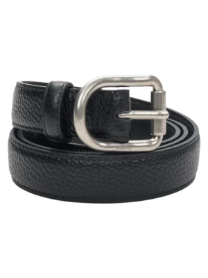 Black Women's Leather Belt with Silver Buckle Estro Er00113188 Estro