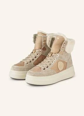 Blauer Botki Sznurowane Mary beige