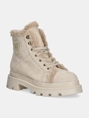 Blauer botki zamszowe KIMMEL damskie kolor beżowy na płaskim obcasie lekko ocieplone F4KIMMEL06.SUE