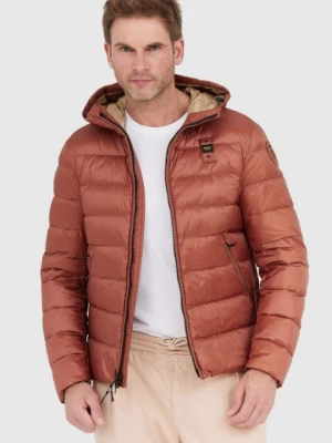 BLAUER Brązowa męska puchowa kurtka Sergio z kapturem, Rozmiar M Blauer USA
