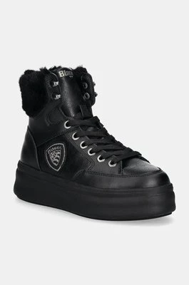 Blauer buty EMERY damskie kolor czarny na platformie lekko ocieplone F4EMERY01.LEA