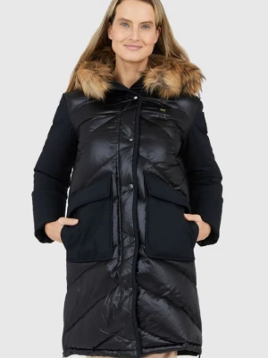 BLAUER Czarna damska puchowa kurtka Gwendolyn z kapturem, Rozmiar XS Blauer USA