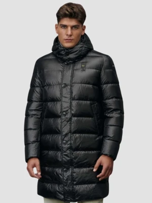 BLAUER Czarna długa kurtka męska Carver Raincoat Long Jackets, Rozmiar XXL Blauer USA