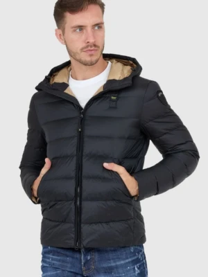 BLAUER Czarna puchowa kurtka męska z kapturem, Rozmiar 3XL Blauer USA