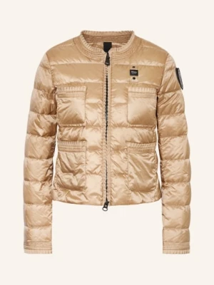 Blauer Lekka Kurtka Puchowa Z Falbanami beige