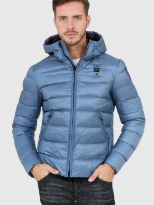 BLAUER Niebieska puchowa kurtka męska z kapturem, Rozmiar 3XL Blauer USA