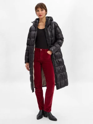 Blauer Pikowany płaszcz damski Kobiety czarny jednolity,