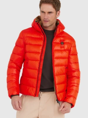 BLAUER Pomarańczowa puchowa kurtka męska Virgil z kapturem, Rozmiar M Blauer USA