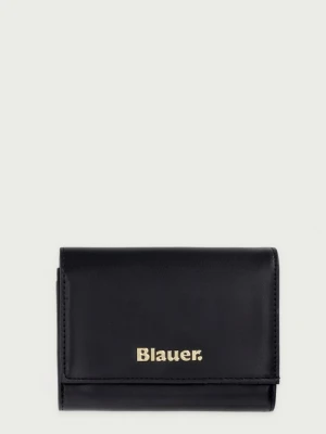 Blauer portfel damski z imitacji skóry czarny
