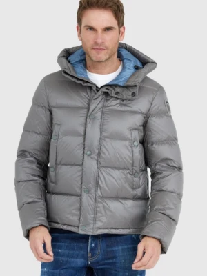 BLAUER Stalowa puchowa kurtka męska Tracy z kapturem, Rozmiar XXL Blauer USA