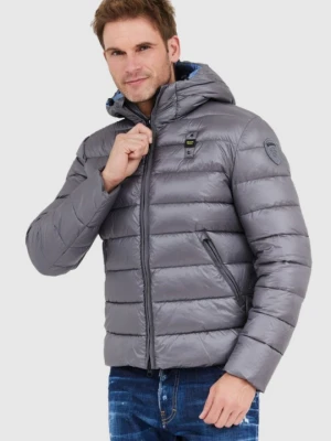 BLAUER Szara puchowa kurtka męska Virgil z kapturem, Rozmiar M Blauer USA