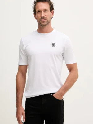 Blauer t-shirt basic męski z bawełną JAN