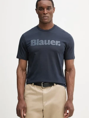 Blauer t-shirt bawełniany BOURN