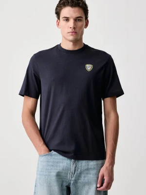 Blauer T-shirt męski bawełniany granatowy