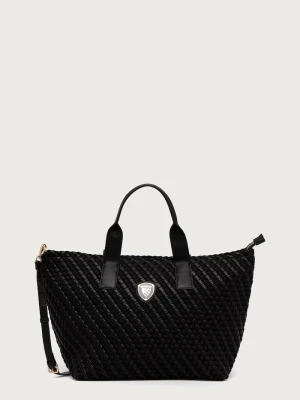 Blauer torebka shopper damska z imitacji skóry czarny
