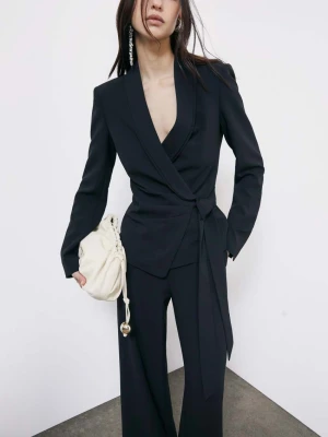 Blazer z krepy z wiązanym paskiem PATRIZIA PEPE