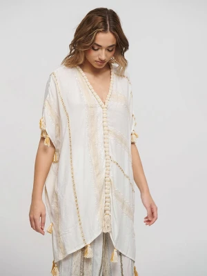 BLE Kaftan w kolorze beżowo-białym rozmiar: onesize