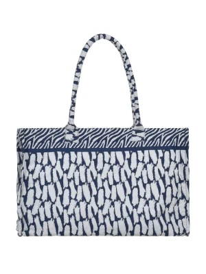 BLE Shopper bag w kolorze biało-granatowym - 45 x 37 x 20 cm rozmiar: onesize