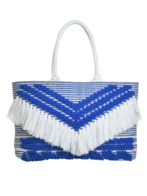 BLE Shopper bag w kolorze biało-niebieskim - 55 x 34 cm rozmiar: onesize