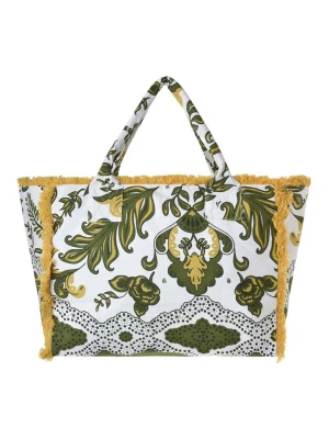 BLE Shopper bag w kolorze biało-oliwkowym - 42 x 30 x 20 cm rozmiar: onesize