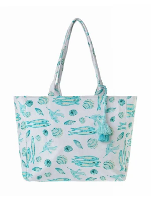 BLE Shopper bag w kolorze biało-turkusowym - 42 x 35 x 20 cm rozmiar: onesize