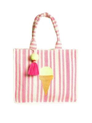 BLE Shopper bag w kolorze kremowo-różowym - 40 x 35 x 15 cm rozmiar: onesize