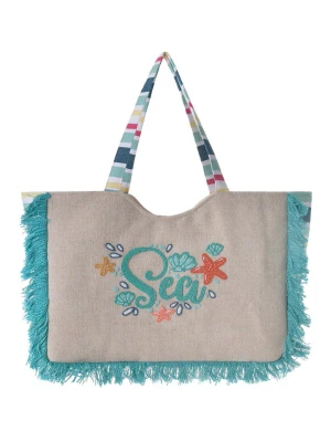 BLE Torebka w kolorze kremowo-turkusowym - 47 x 33 x 17 cm rozmiar: onesize