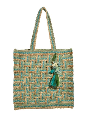 BLE Torebka w kolorze turkusowo-beżowym - 40 x 40 x 3 cm rozmiar: onesize