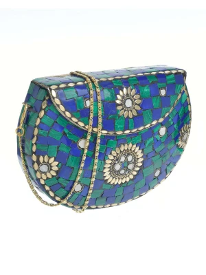 BLE Torebka w kolorze zielono-niebieskim - 18 x 16 x 5 cm rozmiar: onesize