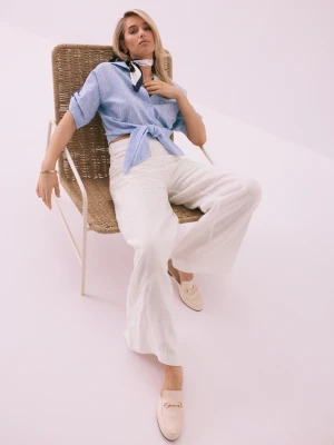 Błękitna bawełniana bluzka z wiązaniem TARANKO