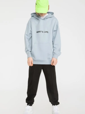 Bluza chłopieca dresowa z kapturem WHAT'S LIFE błękitna Reporter