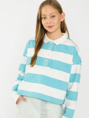 Błękitna bluzka w paski z długim rękawem Reporter