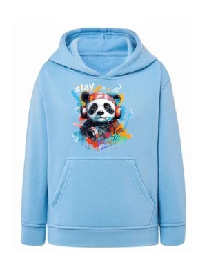 Błękitna chłopięca bluza kangurka z kapturem- Panda TUP TUP