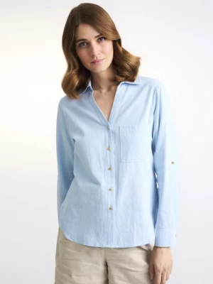 Błękitna koszula bawełniana damska OCHNIK
