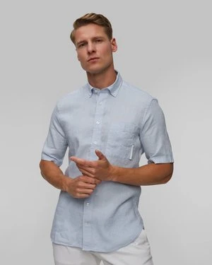 Błękitna Koszula Lniana Męska Bogner Lykos-4