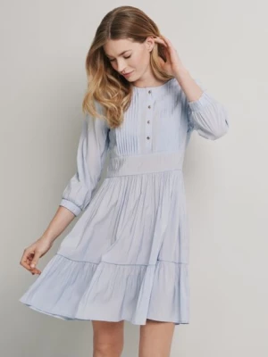 Błękitna plisowana sukienka mini OCHNIK
