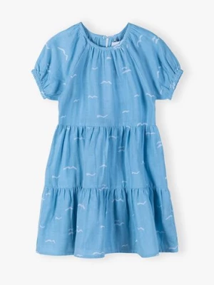 Błękitna sukienka we wzory dla dziewczynki 5.10.15.