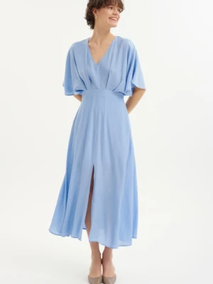 Błękitna sukienka z luźnym rozkloszowanym dołem Greenpoint